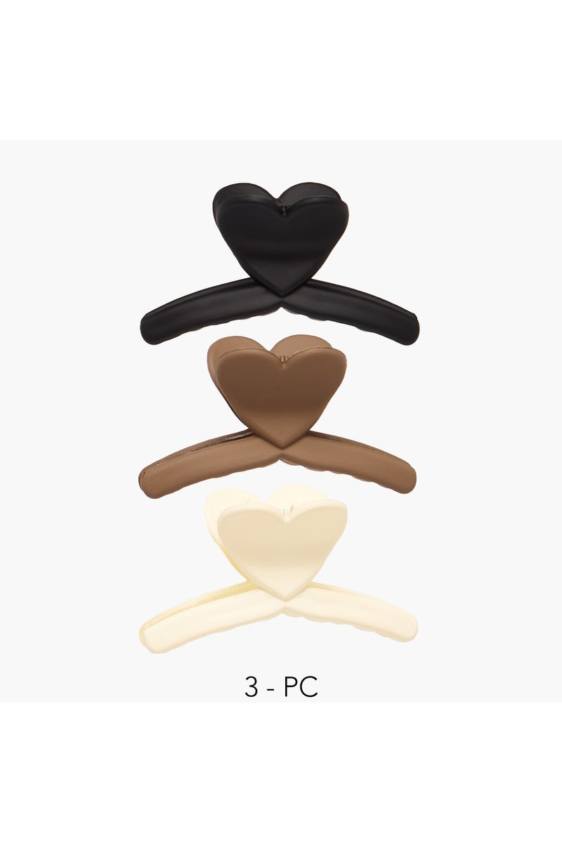 LIFESTYLE Pack of 3 Heart Shape Hair Clamps - Image 1